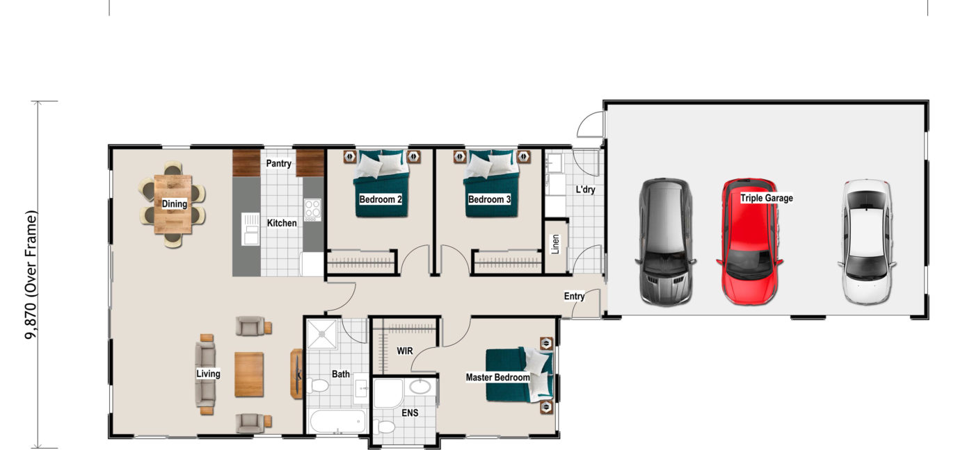 Eddie Plans Chester Triple Coloured Floor Plan